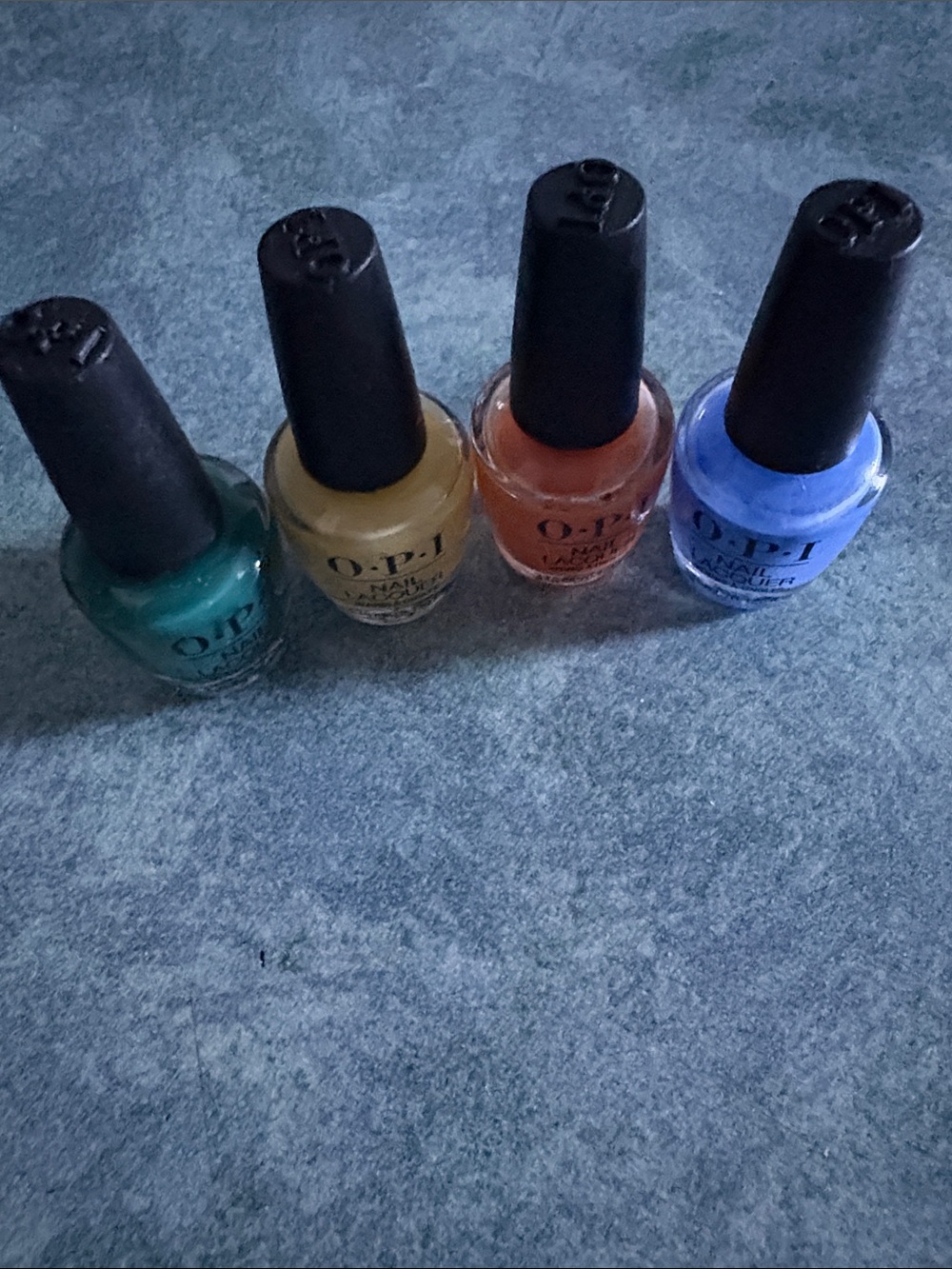 OPI Nail Lacquer Quartet in Teal, Mustard, Coral, and Periwinkle